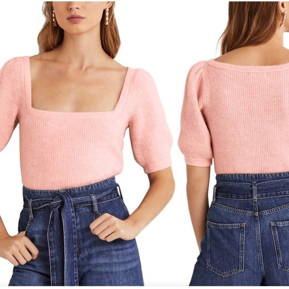 Boden Sweaters - Boden Square Neck Fluffy Jumper Wool Blend Pink Short Sleeve Size M